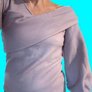Elegant Off-Shoulder Lavender Sweater